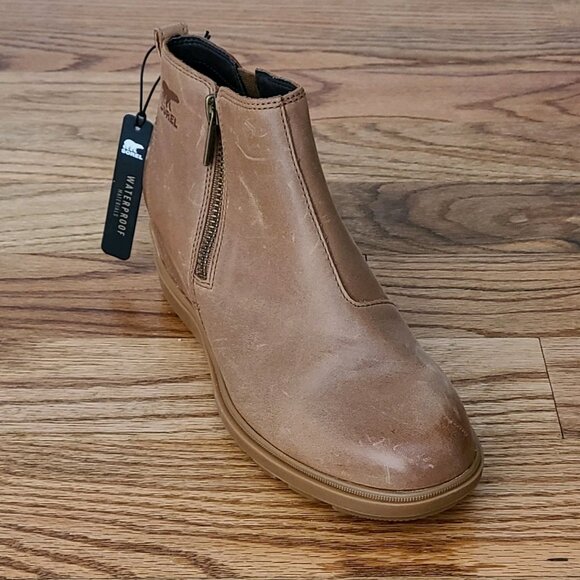 SOREL Evie II Zip Winter Waterproof Bootie Womens 8.5 Leather Ankle Wedge Boots - Picture 7 of 12